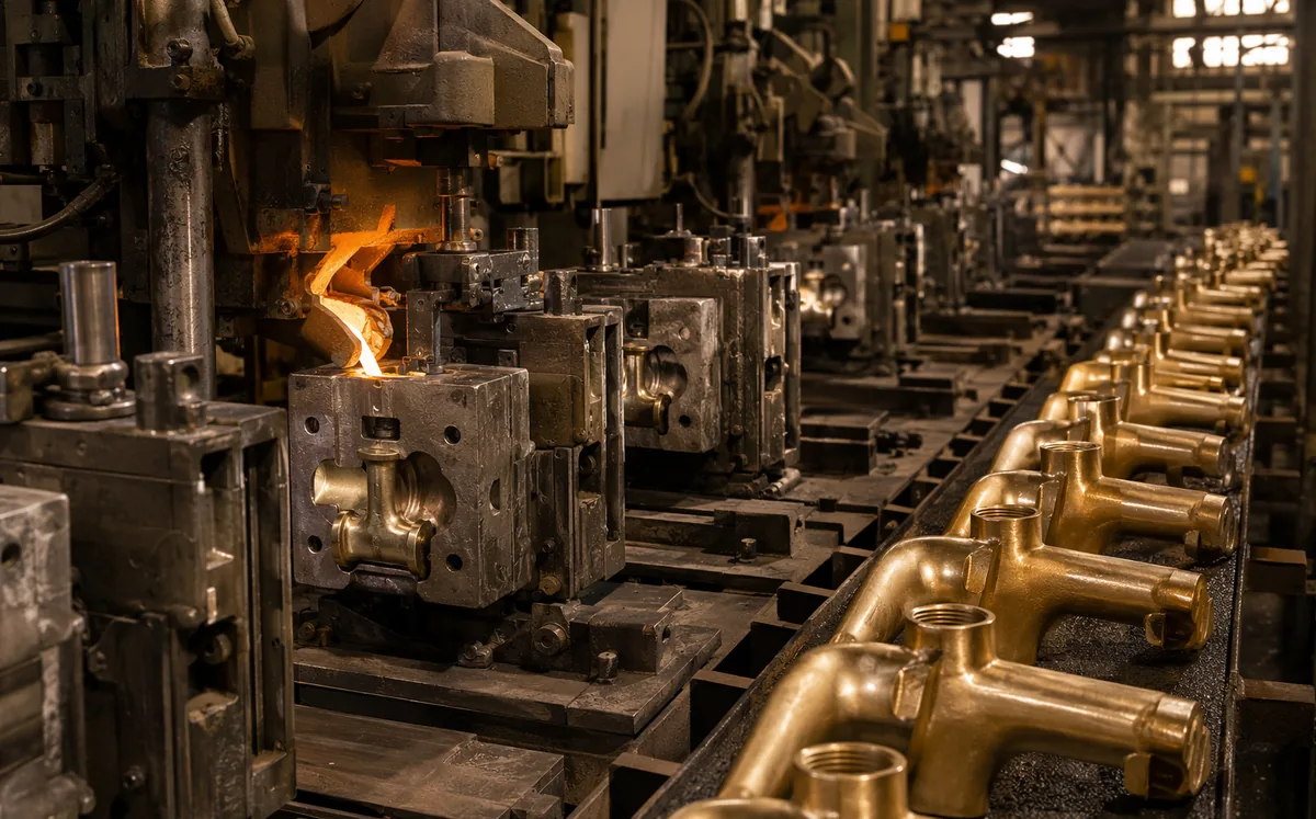 Brass gravity die-casting line for faucet bodies