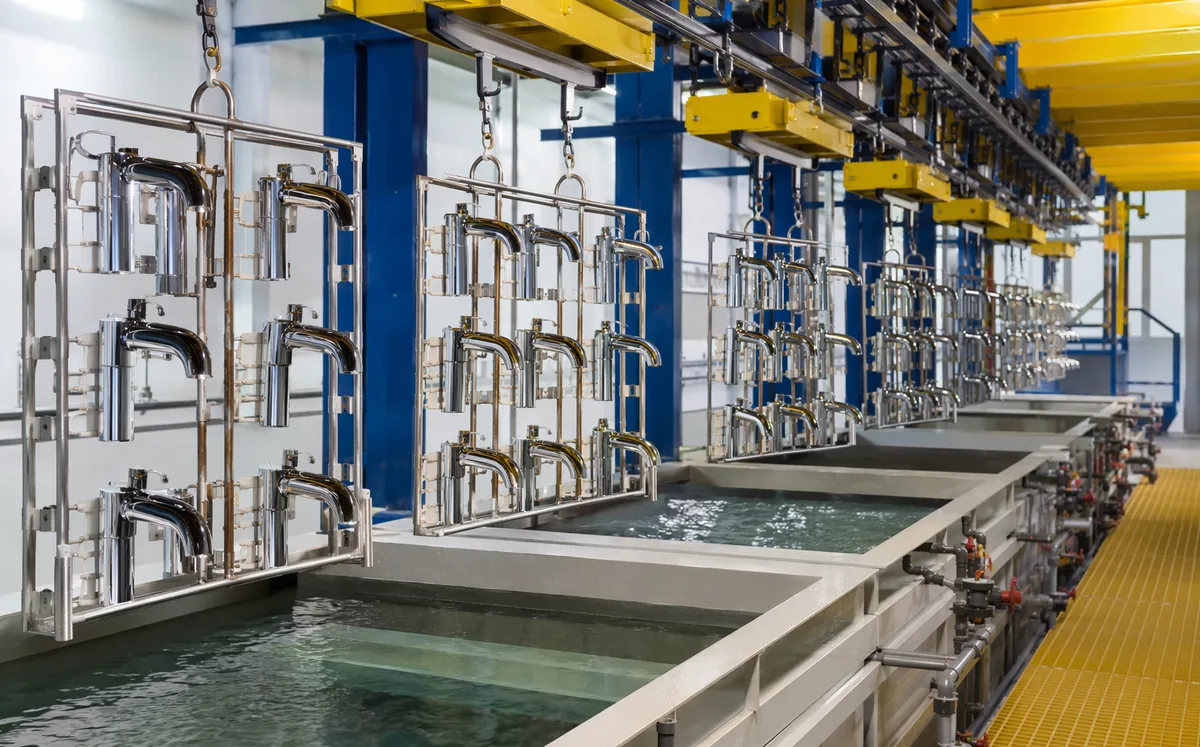 Automated electroplating and PVD finishing line