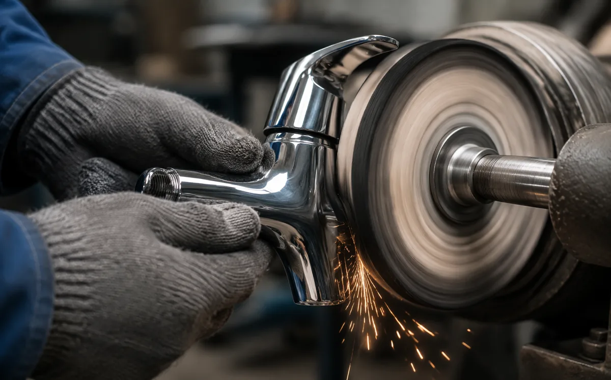 Hand polishing of faucet bodies before plating