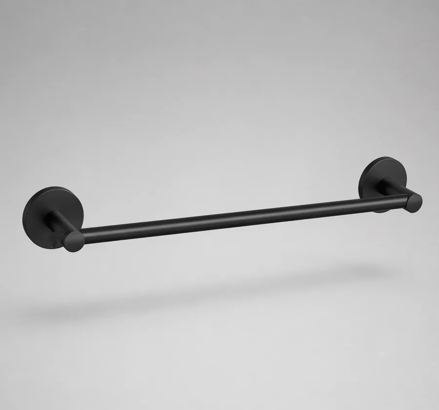 BarLine matte black 24 inch towel bar, studio product photo